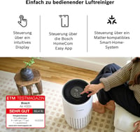 Bosch Thermotechnik Air 4000i alkalmazás vezérelt légtisztító 62,5 m2 3 az 1-ben szűrő okos szenzor éjszakai 25 dB 300 m3 óránként 3