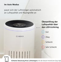 Bosch Thermotechnik Air 4000i alkalmazás vezérelt légtisztító 62,5 m2 3 az 1-ben szűrő okos szenzor éjszakai 25 dB 300 m3 óránként 5