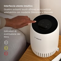 Bosch Thermotechnik Air 500 Légtisztító szennyezőanyagok ellen, akár 23 négyzetméter, 25 dB halk alvó mód, USB C, légszűrővel, 100 m3/h CADR 4