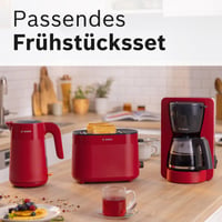 Cafetieră cu filtru Bosch TKA2M114 MyMoment, recipient din sticlă de 1,25 l, 10-15 cești, menținere la cald 40 minute, sistem anti-picurare, 1200 W, roșu mat 10
