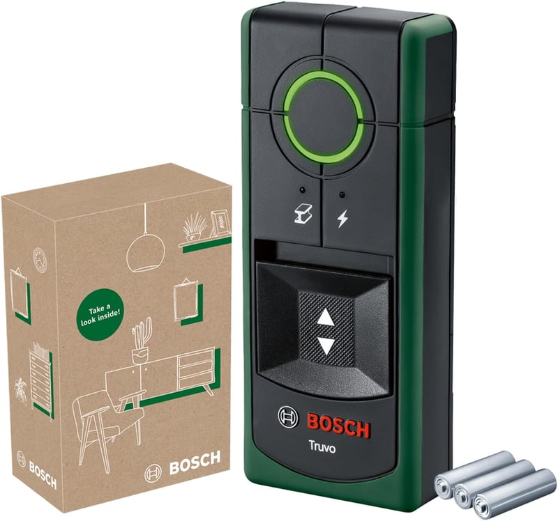Bosch Truvo 2. generációs falszkenner - fémtárgyak és elektromos vezetékek keresője 70mm mélységig, egyszerű egygombos kezelés