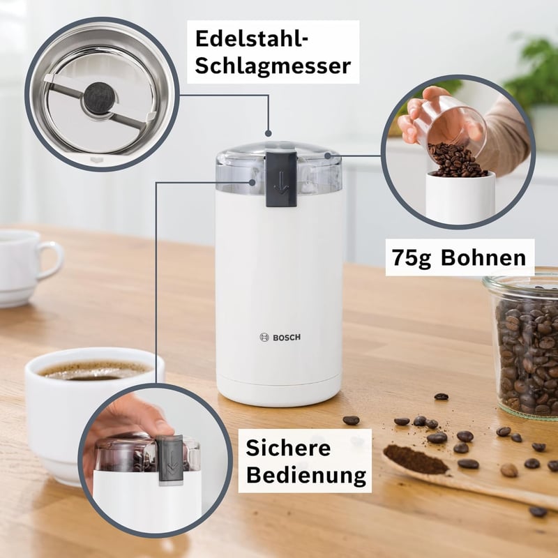 BOSCH TSM6A011W 180W Elektromos Kávéőrlő Fehér