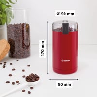 Bosch TSM6A014R Kávéőrlő Rozsdamentes Acél 180W Piros 3