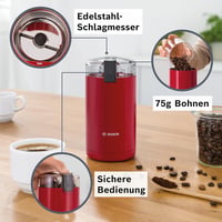 Bosch TSM6A014R Kávéőrlő Rozsdamentes Acél 180W Piros 2