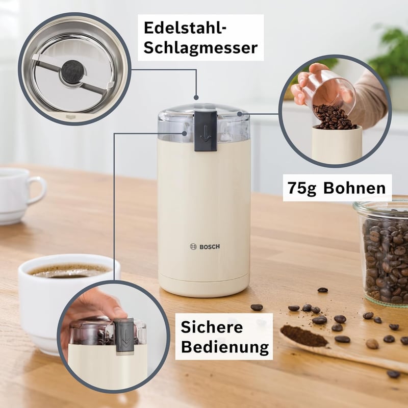 Bosch TSM6A017C Kávéőrlő Rozsdamentes Acél 180W 75g Tartály