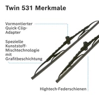 Set ștergătoare parbriz Bosch Twin 531, 530 mm / 450 mm, 2 bucăți 6