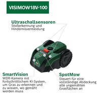 Robot de tuns iarba Bosch VISIMOW18V-100 pentru suprafețe de până la 100 m², lățime de tăiere 16 cm, înălțime de tăiere 20-60 mm, fără acumulator 4