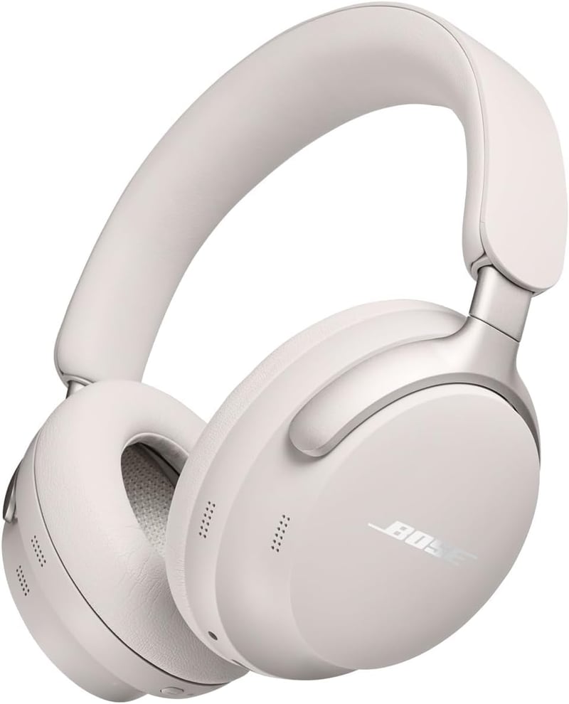 Bezdrôtové slúchadlá s potlačením hluku Bose QuietComfort Ultra s mikrofónom, priestorovým zvukom, 24-hodinovou výdržou batérie, biele