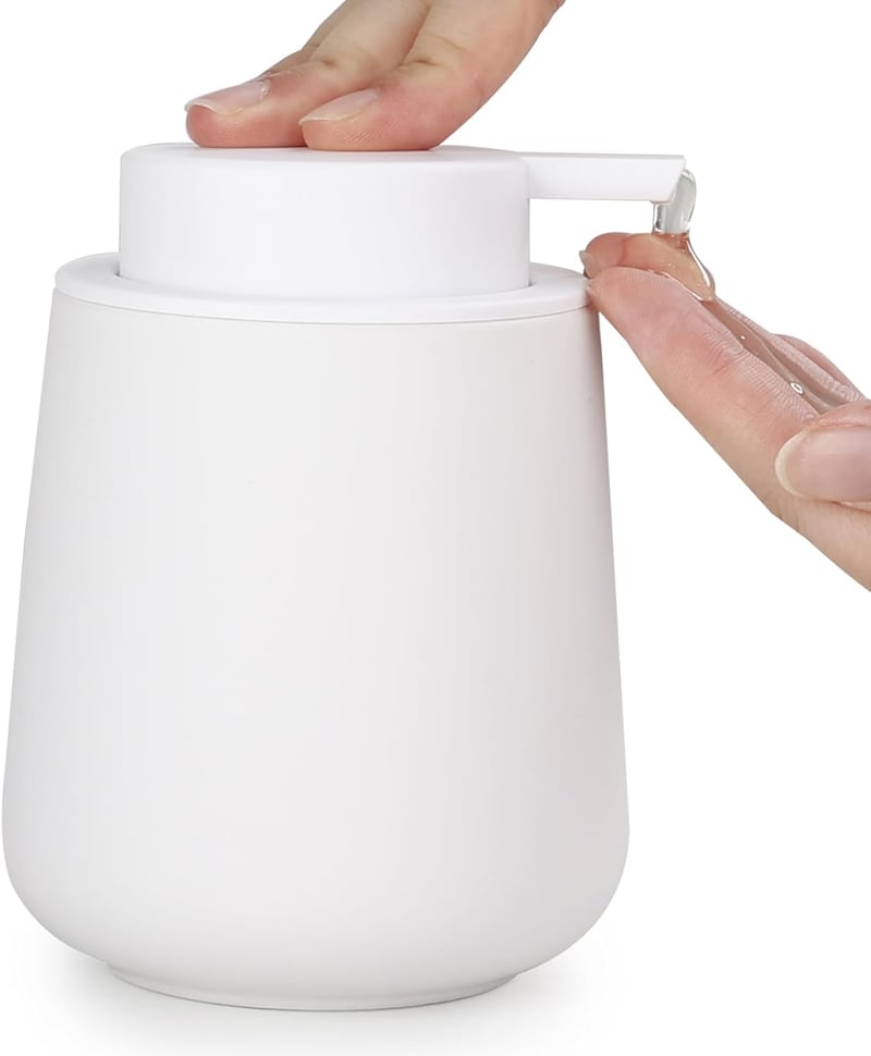 BosilunLife fehér szappanadagoló 350ml, nagy pumpafej, csúszásmentes, BPA-mentes