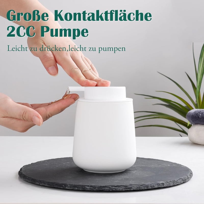 BosilunLife fehér szappanadagoló 350ml, nagy pumpafej, csúszásmentes, BPA-mentes