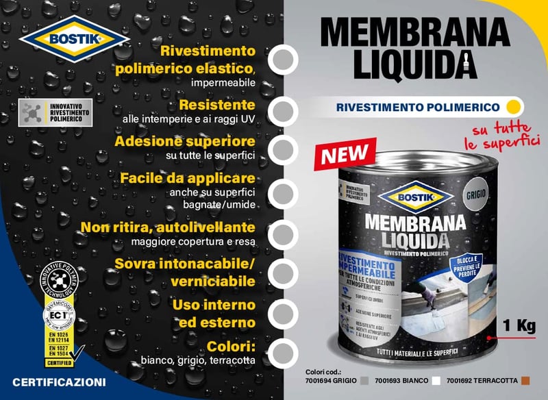 Bostik Liquid Membrane Polymer Coating Elastic Grey 1kg
