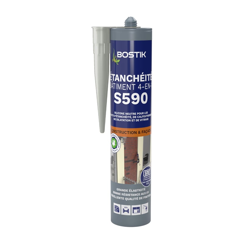 Bostik S590 4 v 1 tesniaci a lepiaci tmel – na vnútorné a vonkajšie použitie – sivý – 300 ml kartuša