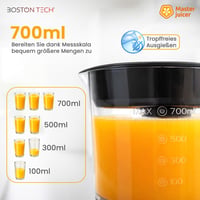 Elektrický lis na citrusy Boston Tech MasterJuicer – 700 ml, 2 nadstavce, bez BPA, nehrdzavejúca oceľ, odšťavovač pomarančov a citrónov na domáce použitie 6