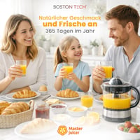 Elektrický lis na citrusy Boston Tech MasterJuicer – 700 ml, 2 nadstavce, bez BPA, nehrdzavejúca oceľ, odšťavovač pomarančov a citrónov na domáce použitie 8