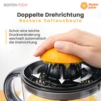 Elektrický lis na citrusy Boston Tech MasterJuicer – 700 ml, 2 nadstavce, bez BPA, nehrdzavejúca oceľ, odšťavovač pomarančov a citrónov na domáce použitie 5