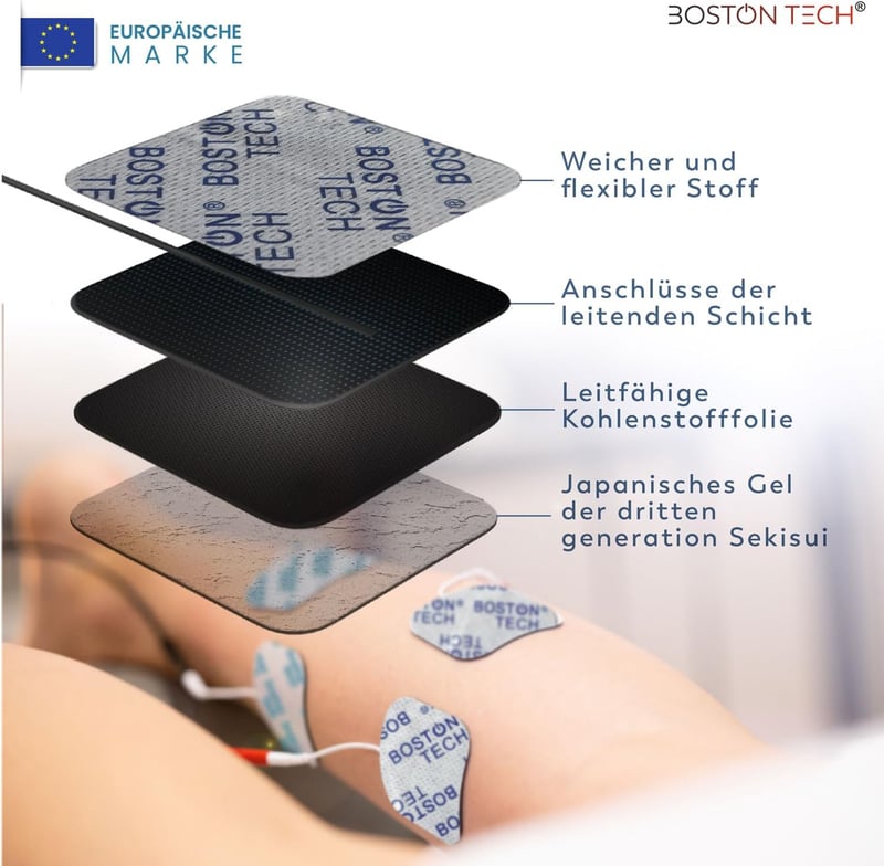 Boston Tech TENS EMS masszázs készülék 3 az 1-ben | Fájdalomcsillapítás + edzés | 50 mód