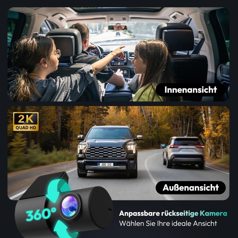 BOTSLAB 4K Autós Menetrögzítő Kamera GPS-szel és WiFi-vel - Első és Hátsó Kamera, 64GB SD Kártyával, ADAS, Éjjellátó, 170° Látószög