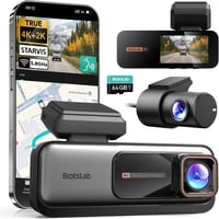 BOTSLAB 4K STARVIS Autós Menetrögzítő Kamera Szett - Első-Hátsó WiFi Fedélzeti Kamera GPS-szel, ADAS Rendszerrel, Éjjellátóval, 64GB Kártyáv 1