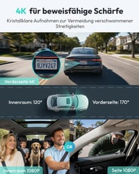 Autokamera BOTSLAB 4K+1080P s prednou a vnútornou kamerou a super nočným videním 2