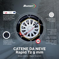 Snehové reťaze Bottari Rapid T2, 9 mm, veľkosť 130, kompatibilné s ABS a ESP, 1 pár 3