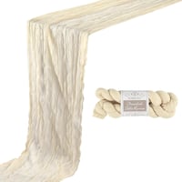 BOUBONI Bézs Cheesecloth Asztali Futó 90x300cm Boho Gáz Esküvő Születésnap 1