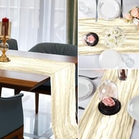 BOUBONI Bézs Cheesecloth Asztali Futó 90x300cm Boho Gáz Esküvő Születésnap 5