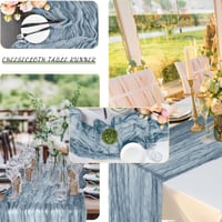BOUBONI Dusty Blue stolni nadstolnjak od gaze, 90x300 cm, boho dekoracija od tkanine za vjenčanja, rođendane, darivanje djeteta (baby shower), božićna dekoracija stola 7