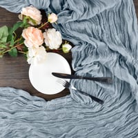 BOUBONI Dusty Blue stolni nadstolnjak od gaze, 90x300 cm, boho dekoracija od tkanine za vjenčanja, rođendane, darivanje djeteta (baby shower), božićna dekoracija stola 4