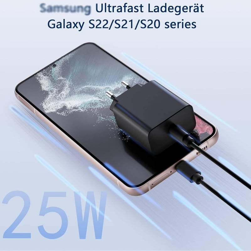 Bouge 25W Gyors Töltő Samsung Galaxy S22/S21/S20/Z Flip 4/Z Fold 4 USB-C PD Hálózati Adapter Fekete