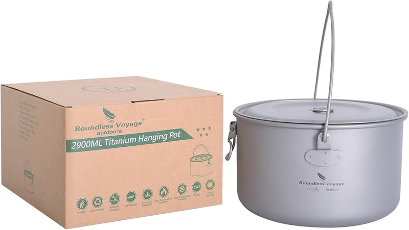 Boundless Voyage Titán Edénykészlet 750-1300 ml - Összecsukható Fogantyús Kemping Főzőedény Túrázáshoz, Ultrakönnyű Hordozható Evőeszköz Sze