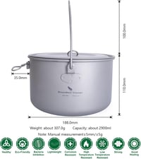 Boundless Voyage Titán Edénykészlet 750-1300 ml - Összecsukható Fogantyús Kemping Főzőedény Túrázáshoz, Ultrakönnyű Hordozható Evőeszköz Sze 2