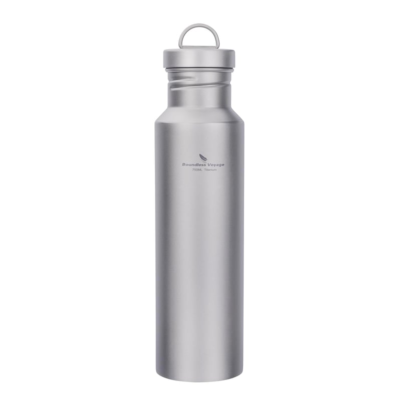 Boundless Voyage Titanium Boca 750ml - Ultralagana Sportska Boca za Planinarenje s Titanijskim Čepom, za Kampiranje, Biciklizam, Planinarenje