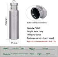 Boundless Voyage Titánium Kulacs 750ml - Ultrakönnyű Túra Sportpalack Titán Fedéllel Kempingezéshez, Kerékpározáshoz, Túrázáshoz 2