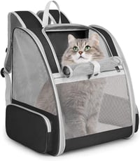 BOW CALICO Kisállat Hordozó Hátizsák 10 kg-ig - Összecsukható, Lélegző, Könnyű Szállítótáska Macskáknak, Kutyáknak, Repülőgépen is Használha 1