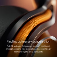 Bezdrôtové slúchadlá s potlačením hluku Bowers & Wilkins Px8 S2 McLaren Edition s Bluetooth pripojením, rýchlym nabíjaním, 30-hodinovou výdržou prehrávania a mikrofónom 5
