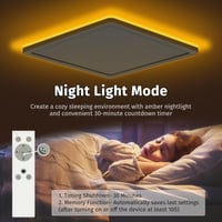 Plafonieră LED Bowfar 24W, cu lumină de veghe chihlimbar 1800K, 30 cm, lumină albă caldă 3