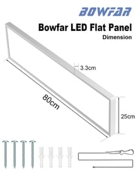 Bowfar LED Stropné svietidlo 40W 4000 lm s diaľkovým ovládaním, stmievateľné, 80x25 cm, nastaviteľný jas, stropná lampa 5