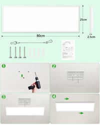 Bowfar LED stropna svjetiljka 80x25x2,5 cm, 18W 4000lm, prigušiva 3000K-6500K, s daljinskim upravljačem, bijela, za dnevni boravak, spavaću sobu, kuhinju, kupaonicu, ured 8