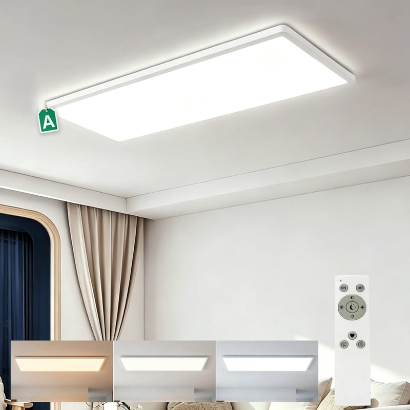 Bowfar LED stropna svjetiljka 80x25x2,5 cm, 18W 4000lm, prigušiva 3000K-6500K, s daljinskim upravljačem, bijela, za dnevni boravak, spavaću sobu, kuhinju, kupaonicu, ured