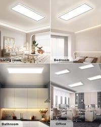 LED stropné svietidlo Bowfar obdĺžnikové s diaľkovým ovládaním, stmievateľné 3000-6500K 24W ultra tenké s podsvietením, biele 58x2,5 cm 8