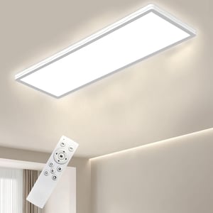 LED stropné svietidlo Bowfar obdĺžnikové s diaľkovým ovládaním, stmievateľné 3000-6500K 24W ultra tenké s podsvietením, biele 58x2,5 cm