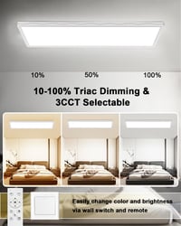 LED stropné svietidlo Bowfar obdĺžnikové s diaľkovým ovládaním, stmievateľné 3000-6500K 24W ultra tenké s podsvietením, biele 58x2,5 cm 4