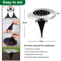 Bowfar solarna vrtna svjetiljka za vanjsku upotrebu, set od 12 komada, 12 LED dioda tople bijele boje, 800 mAh, IP65 vodootporna, solarna podna svjetiljka sa šiljkom za staze, travnjake i terase 7