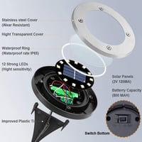 Bowfar solarna vrtna svjetiljka za vanjsku upotrebu, set od 12 komada, 12 LED dioda tople bijele boje, 800 mAh, IP65 vodootporna, solarna podna svjetiljka sa šiljkom za staze, travnjake i terase 2