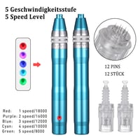 BOWKA Elektromos Derma Pen Mikrotűzéshez Vezeték Nélküli Állítható 0,25-2,5mm Kék Arckezelő Készülék Ránctalanításhoz 7