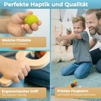 BOWRILLA Gyerekpuska 10 Puha Golyóval és 4 Fa Céltáblával - Bal és Jobbkezes Használatra 3