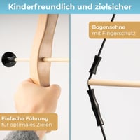 BOWRILLA Gyermek Íj és Nyíl Szett 4 Szívócsás Nyíllal, Fa Céltáblával és Tegezzel 3