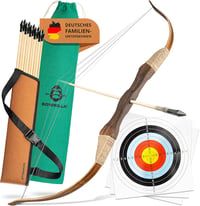 BOWRILLA Gyermek Íj és Nyílkészlet 10 Gumihegyű Nyíllal, Tegezzel és 3 Céltáblával - Bow 100 cm / dark green 1