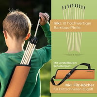 BOWRILLA Gyermek Íj és Nyílkészlet 10 Gumihegyű Nyíllal, Tegezzel és 3 Céltáblával - Bow 100 cm / dark green 6