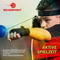 BOXERPOINT Boxerská reflexná loptička s čelenkou, bandážami na ruky a taškou – Tréningová pomôcka na rozvoj koordinácie očí a rúk a rýchlosti úderov pre dospelých a deti 2